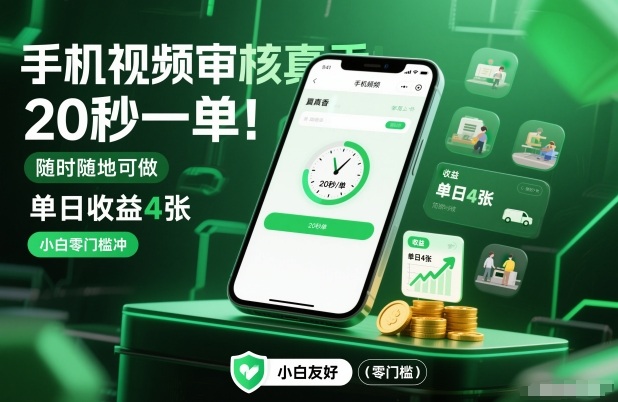 手机视频审核真香！20秒一单，随时随地可做，单日收益4张，小白零门槛冲【揭秘】-沐风资源库