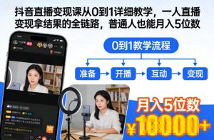 抖音直播变现课从0到1详细教学，一人直播变现拿结果的全链路，普通人也能月入5位数-沐风资源库
