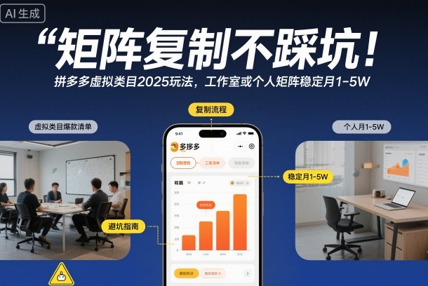 矩阵复制不踩坑！拼多多虚拟类目2025玩法，工作室或者个人矩阵稳定月1-5W【揭秘】-沐风资源库