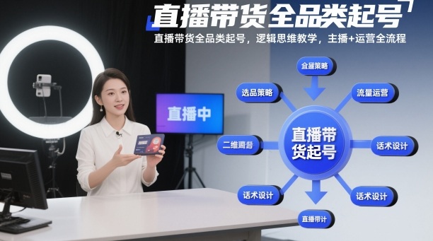 直播带货全品类起号，逻辑思维教学，主播+运营全流程-沐风资源库