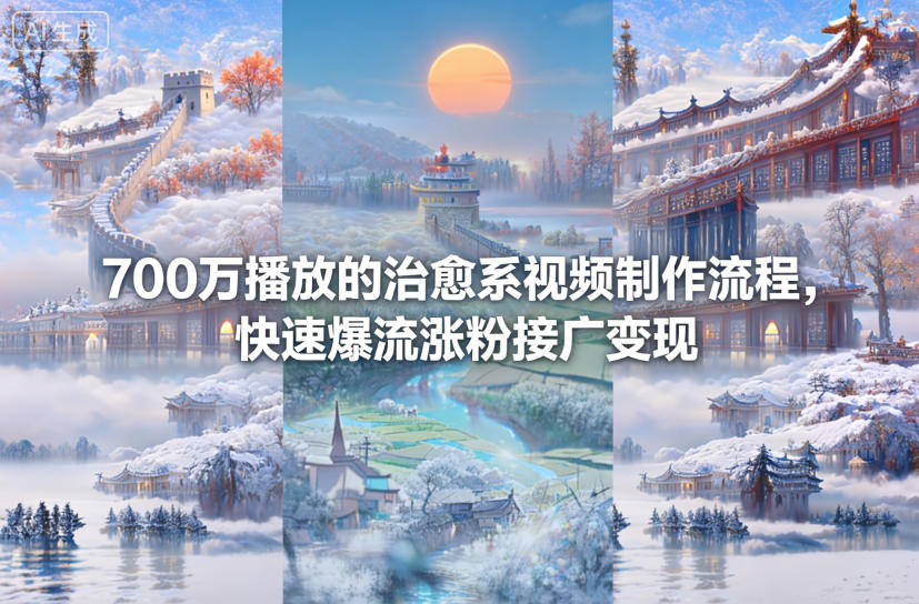 700万播放的治愈系视频制作流程，快速爆流涨粉接广变现-沐风资源库