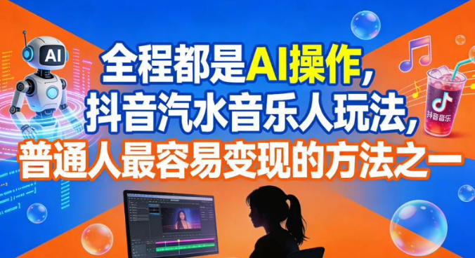 全程都是AI操作，抖音汽水音乐人玩法，普通人最容易变现的方法之一-沐风资源库