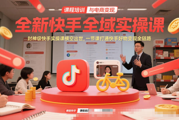 全新快手全域实操课，封神级快手实操课横空出世，一节课打通快手好物变现全链路-沐风资源库