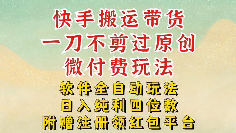 快手搬运带货，一刀不剪过原创，微付费玩法，软件全自动玩法，日入纯利四位数【揭秘】-沐风资源库
