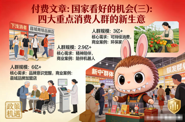 付费文章：国家看好的机会(三)：四大重点消 费人群的新生意-沐风资源库
