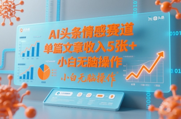 AI头条情感赛道，单篇文章收入5张+，小白无脑操作-沐风资源库