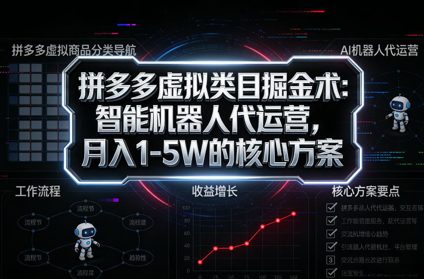 拼多多虚拟类目掘金术：智能机器人代运营，月入1-5W的核心方案【揭秘】-沐风资源库