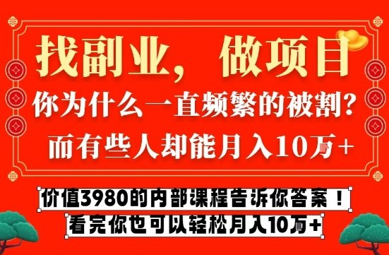 价值3980的网创内部课程，告诉你互联网创业月入10个W的秘密【揭秘】-沐风资源库