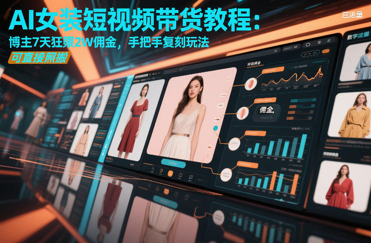 AI女装短视频带货教程：博主7天狂賺2W佣金，手把手复刻玩法，可直接照搬-沐风资源库