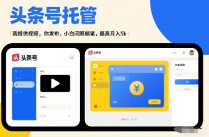 头条号AI托管，我提供视频，你发布，小白闭眼躺賺，最高月入5k+【揭秘】-沐风资源库