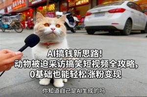 AI搞钱新思路！动物被迫采访搞笑短视频全攻略，0基础也能轻松涨粉变现-沐风资源库