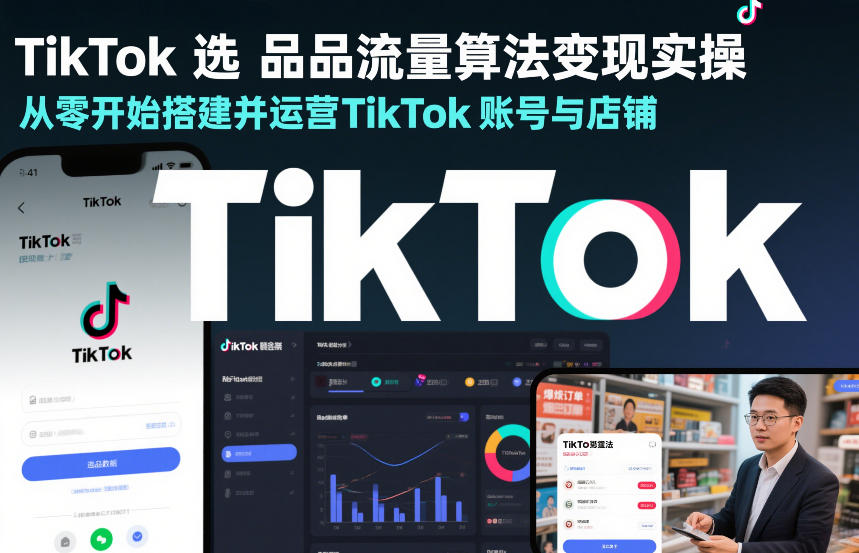 TikTok选品流量算法变现实操，从零开始搭建并运营TikTok账号与店铺-沐风资源库