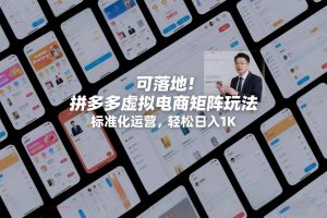 可落地！拼多多虚拟电商矩阵玩法，标准化运营，轻松日入1K+【揭秘】-沐风资源库