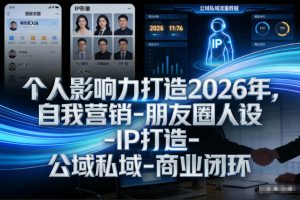 个人影响力打造2026年，自我营销-朋友圈人设-IP打造-公域私域-商业闭环-沐风资源库