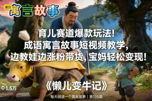 育儿赛道爆款玩法！成语寓言故事短视频教学，边教娃边涨粉带货，宝妈轻松变现！-沐风资源库