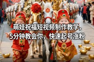 萌娃祝福短视频制作教学，5分钟教会你，快速起号涨粉-沐风资源库