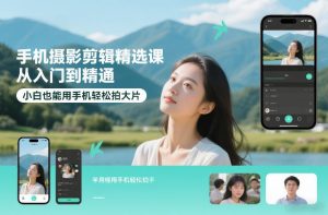 手机摄影剪辑精选课，从入门到精通，小白也能用手机轻松拍大片-沐风资源库