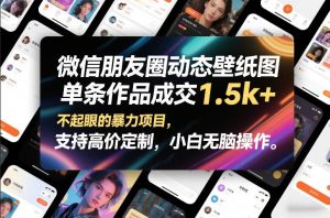 微信朋友圈动态壁纸图，单条作品成交1.5k+，不起眼的暴力项目，支持高价定制，小白无脑操作-沐风资源库
