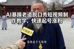 AI暴躁老道脱口秀短视频制作教学，快速起号涨粉-沐风资源库