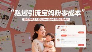 私域引流宝妈粉零成本流程简单月入超过1W+适合小白想做副业的-沐风资源库