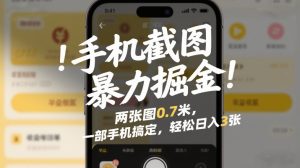 手机截图暴力掘金！两张图0.7米，一部手机搞定，轻松日入3张【揭秘】-沐风资源库