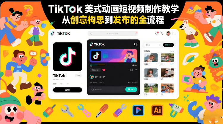 TikTok美式动画短视频制作教学，从创意构思到发布的全流程-沐风资源库