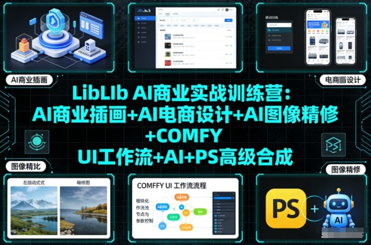LibLIb AI商业实战训练营：AI商业插画+AI电商设计+AI图像精修+COMFY UI工作流+AI+PS高级合成-沐风资源库