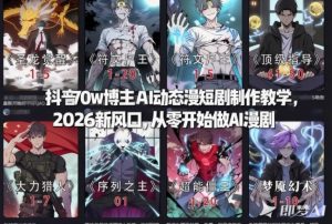 抖音70w博主AI动态漫短剧制作教学，2026新风口，从零开始做AI漫剧，普通人也能月入过W-沐风资源库