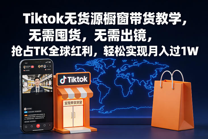 Tiktok无货源橱窗带货教学，无需囤货，无需出镜，抢占TK全球红利，轻松实现月入过1W-沐风资源库