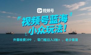 视频号蓝海小众玩法！外面收费399，零门槛日入3张+，老少皆宜-沐风资源库