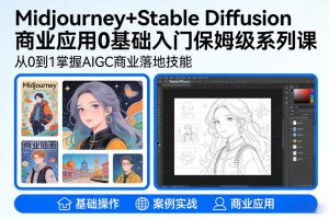 AIGC商业应用Midjourney+Stable Diffusion教程，0基础入门保姆级系列课-沐风资源库