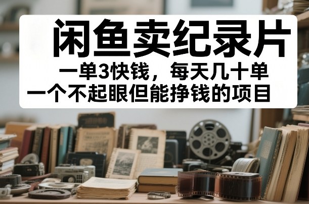 闲鱼卖纪录片，一单3快钱，每天几十单，一个不起眼但能挣钱的项目【揭秘】-沐风资源库