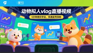 动物拟人vlog直播视频，5分钟教你学会，快速起号涨粉-沐风资源库