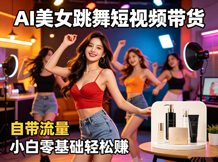 AI美女跳舞短视频带货：自带流量，小白零基础轻松賺，详细拆解-沐风资源库