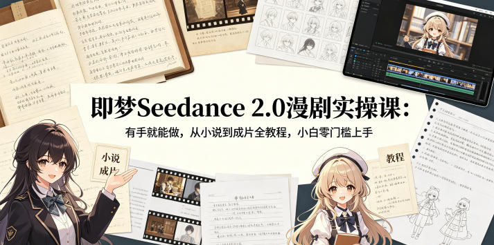 即梦Seedance 2.0漫剧实操课：有手就能做，从小说到成片全教程，小白零门槛上手-沐风资源库