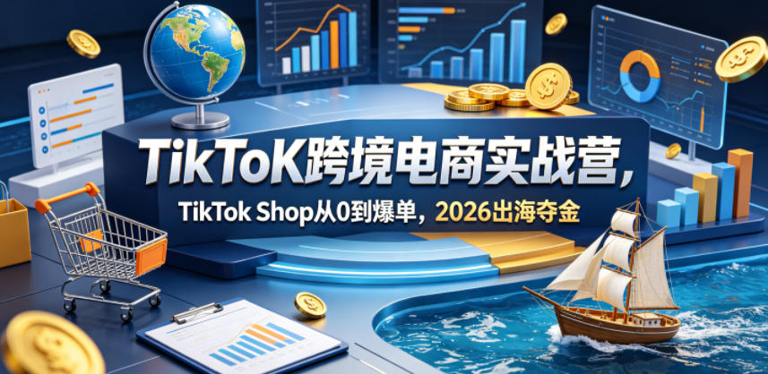 TikToK跨境电商实战营，TikTok Shop从0到爆单，2026出海夺金-沐风资源库