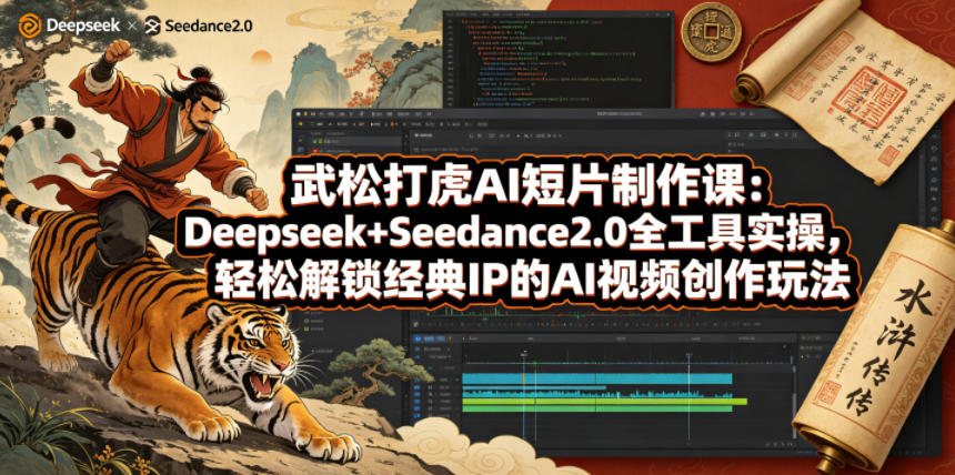 武松打虎AI短片制作课：Deepseek+Seedance2.0全工具实操，轻松解锁经典IP的AI视频创作玩法-沐风资源库