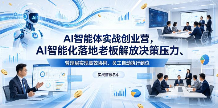 AI智能体实战创业营26年4月23-25号线下课，AI智能化落地老板解放决策压力、管理层实现高效协同、员工自动执行到位-沐风资源库