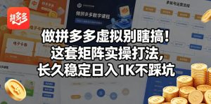 做拼多多虚拟别瞎搞！这套矩阵实操打法，长久稳定日入1K不踩坑【揭秘】-沐风资源库