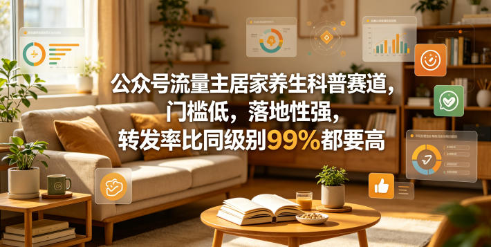 公众号流量主居家养生科普赛道，门槛低，落地性强，转发率比同级别99％都要高-沐风资源库