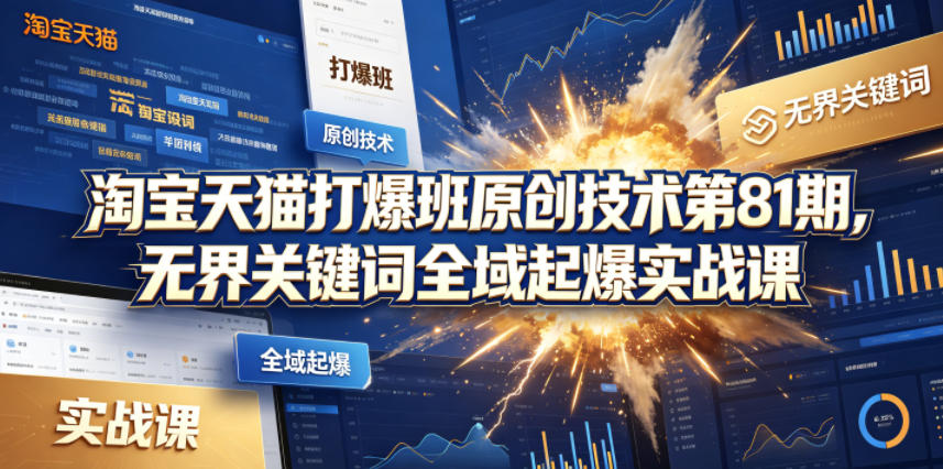 淘宝天猫打爆班原创技术第81期，无界关键词全域起爆实战课-沐风资源库