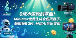 0成本做原创歌曲！MiniMax免费生成全曲风音乐，短视频BGM，开启AI音乐变现-沐风资源库