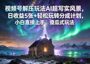 视频号解压玩法AI超写实风景，日收益5张+轻松玩转分成计划，小白直接上手，傻瓜式玩法-沐风资源库