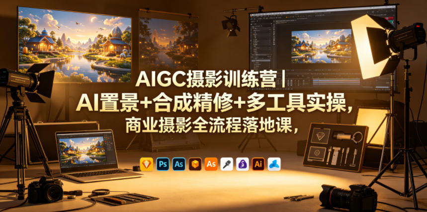 AIGC摄影训练营｜AI置景+合成精修+多工具实操，商业摄影全流程落地课-沐风资源库