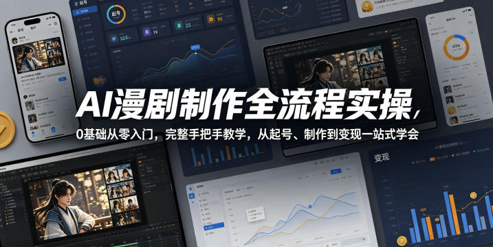 AI漫剧制作全流程实操，0基础从零入门，完整手把手教学，从起号、制作到变现一站式学会-沐风资源库