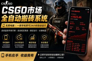 24小时自动监控CS饰品市场，手机即可完成全部操作实现自动搬砖盈利，日入300+【揭秘】-沐风资源库