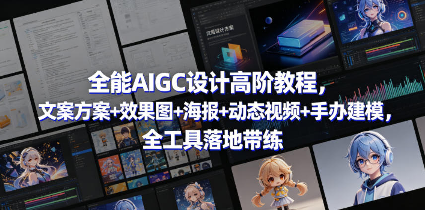 全能AIGC设计高阶教程，文案方案+效果图+海报+动态视频+手办建模，全工具落地带练-沐风资源库
