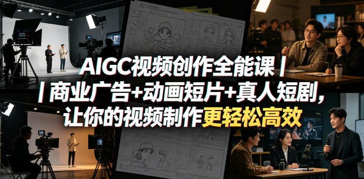AIGC视频创作全能课｜商业广告+动画短片+真人短剧，让你的视频制作更轻松高效-沐风资源库