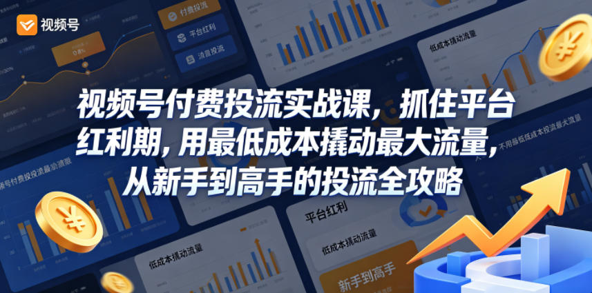 视频号付费投流实战课，抓住平台红利期，用最低成本撬动最大流量，从新手到高手的投流全攻略-沐风资源库