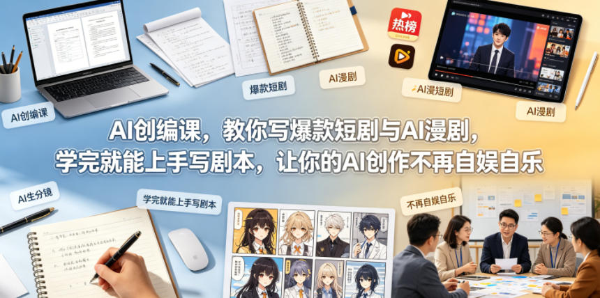 AI创编课，教你写爆款短剧与AI漫剧，学完就能上手写剧本，让你的AI创作不再自娱自乐-沐风资源库